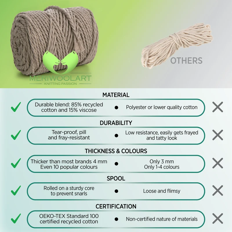 SAND MACRAMÉ ROPE 4 MM, 75 M