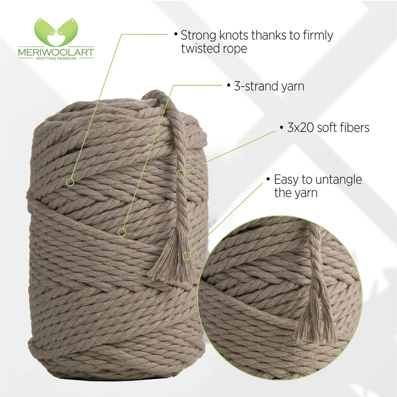 SAND MACRAMÉ ROPE 4 MM, 75 M