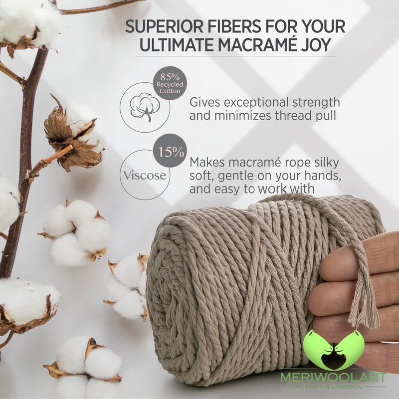 SAND MACRAMÉ ROPE 4 MM, 75 M
