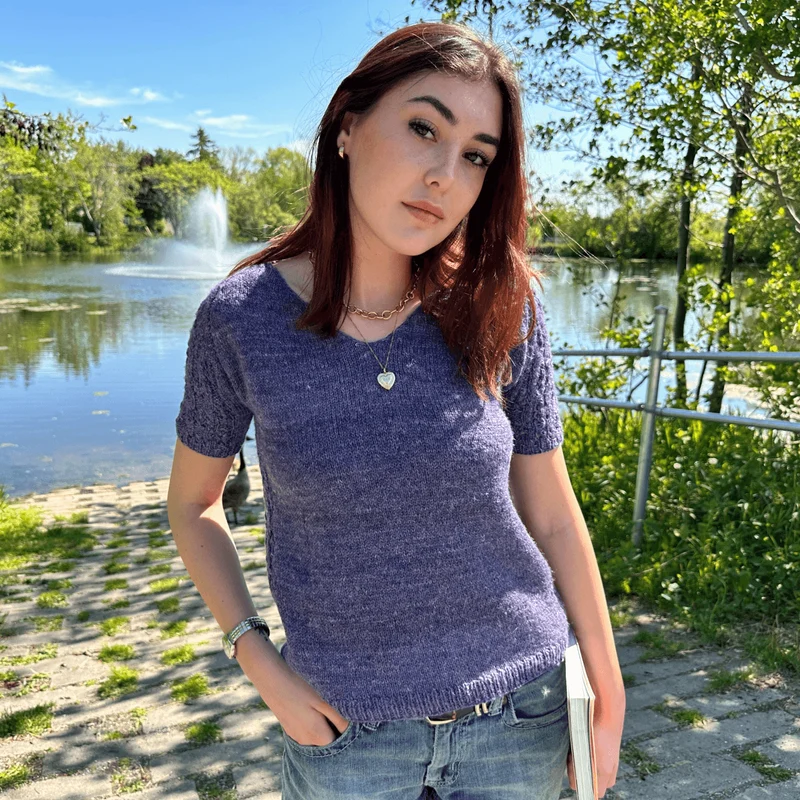 Gabrielle Short Sleeves Pullover - Knitting pattern and Optional kits
