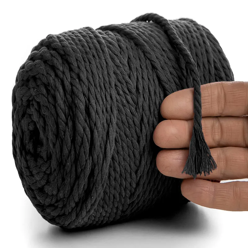 BLACK MACRAMÉ ROPE 6 MM, 100 M