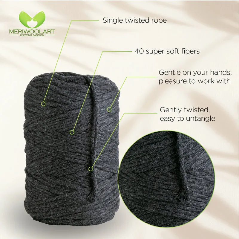 Graphite Single Twisted Macramé 4mm 225m