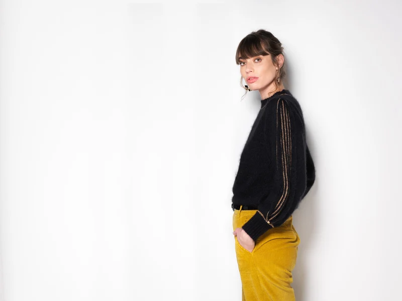 Pull Alix Mohair noir et doré.