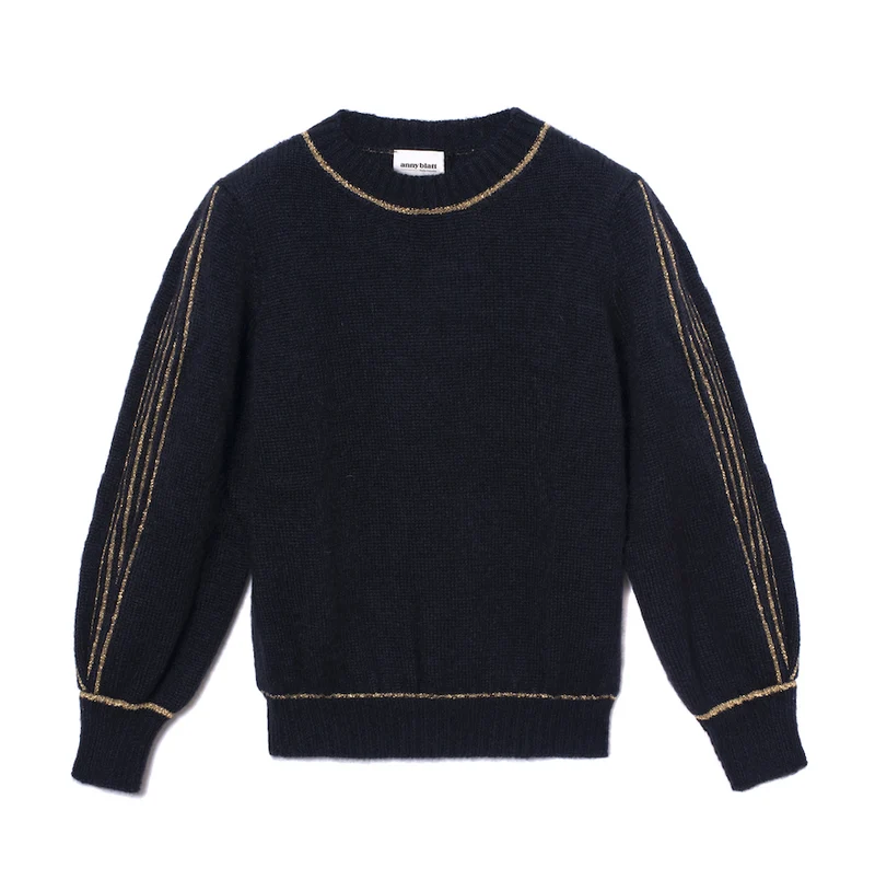 Pull Alix Mohair noir et doré.