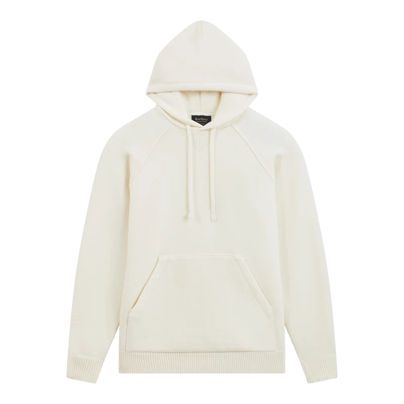 Hoodie écru en laine mérinos pour homme