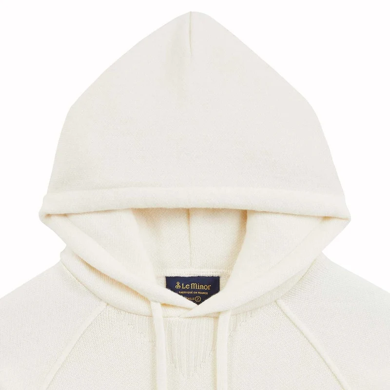 Hoodie écru en laine mérinos pour homme