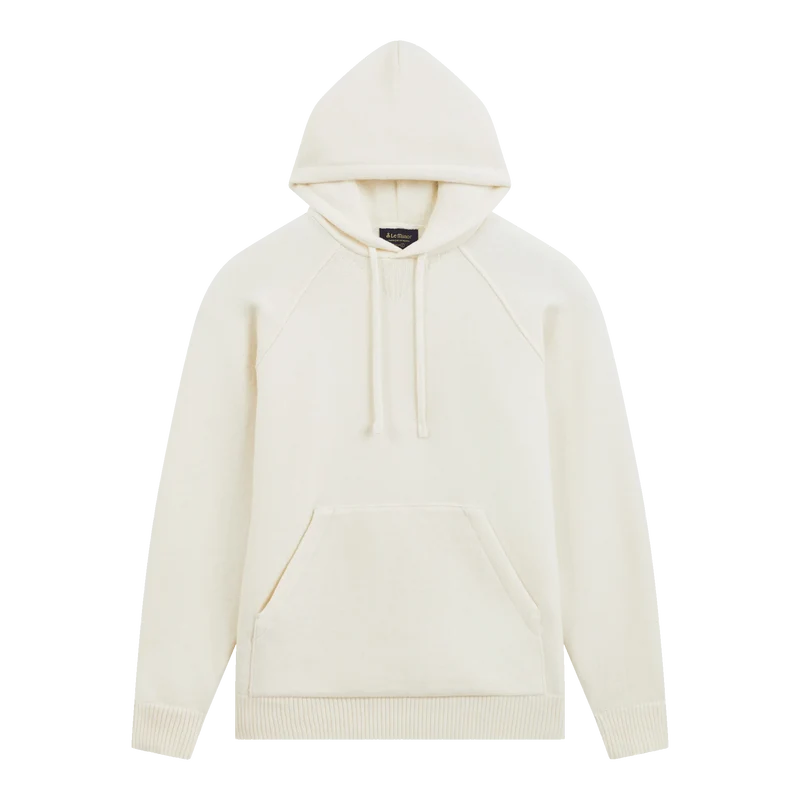 Hoodie écru en laine mérinos pour femme