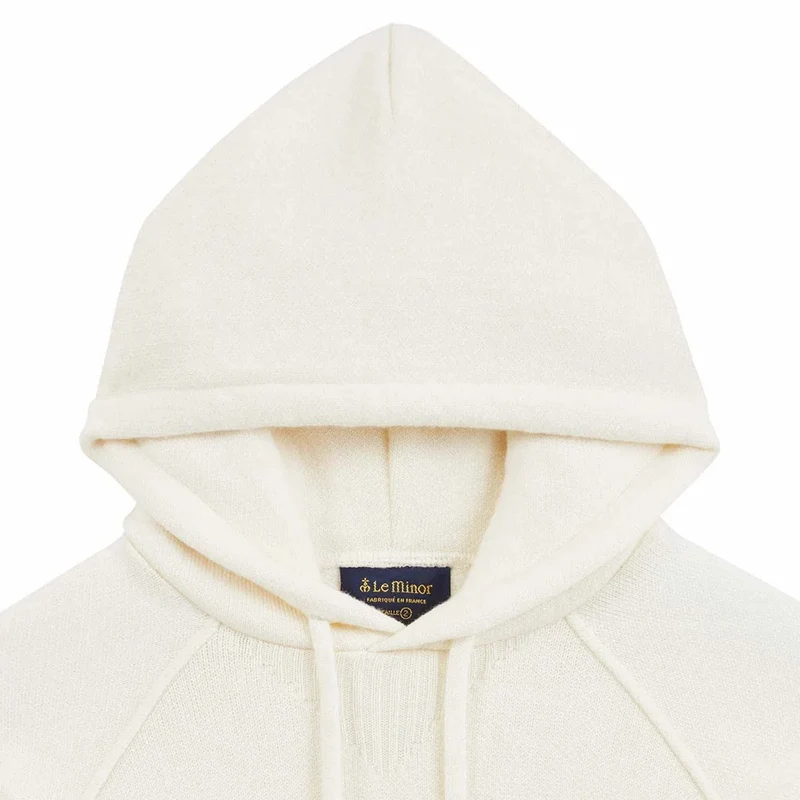 Hoodie écru en laine mérinos pour femme