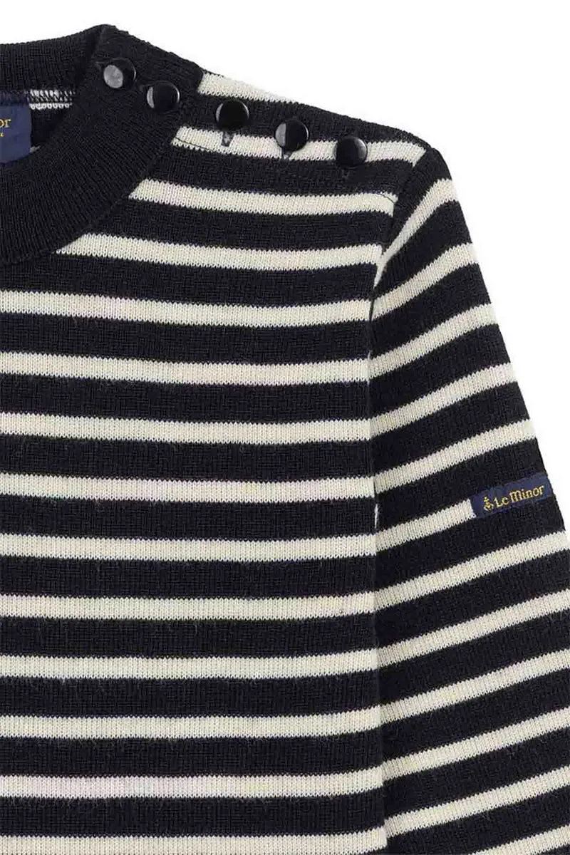 Pull marin rayé marine et écru pour homme