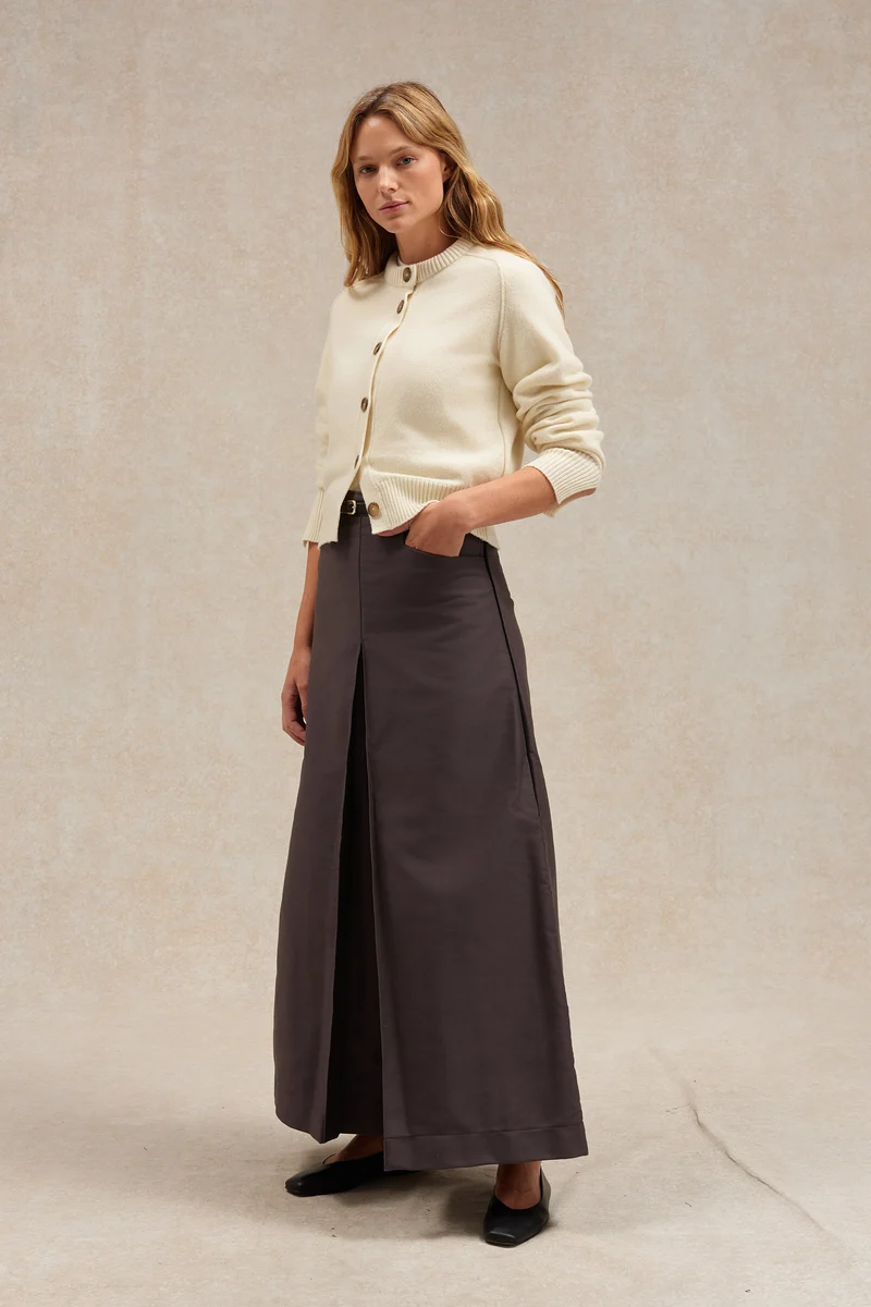 Cardigan écru en laine mérinos pour femme