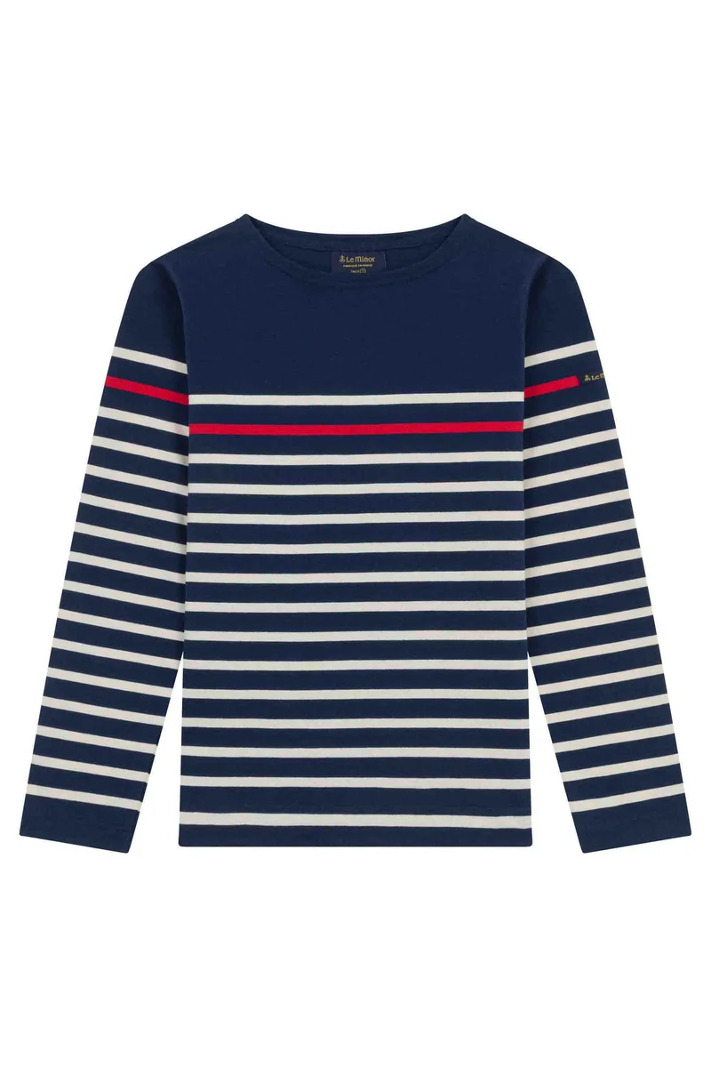 Marinière originale bleu marine avec rayure rouge pour femme
