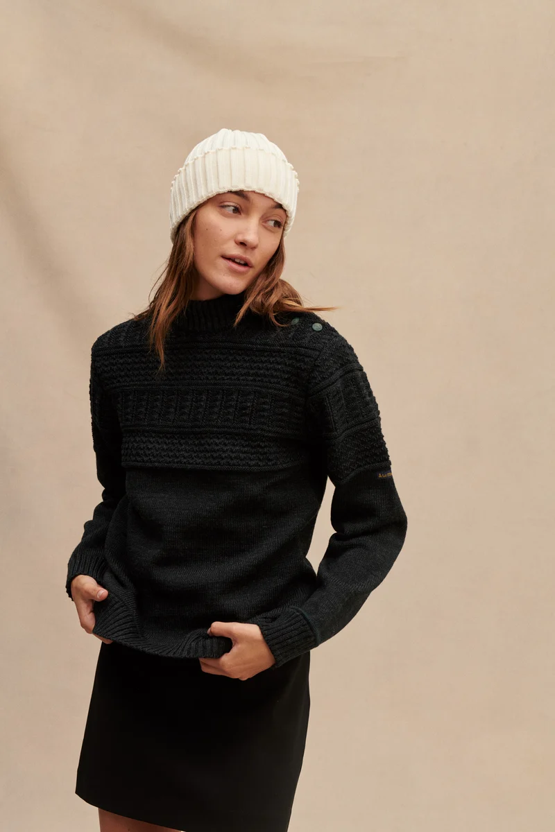 Pull marin pêcheur gris pour Femme