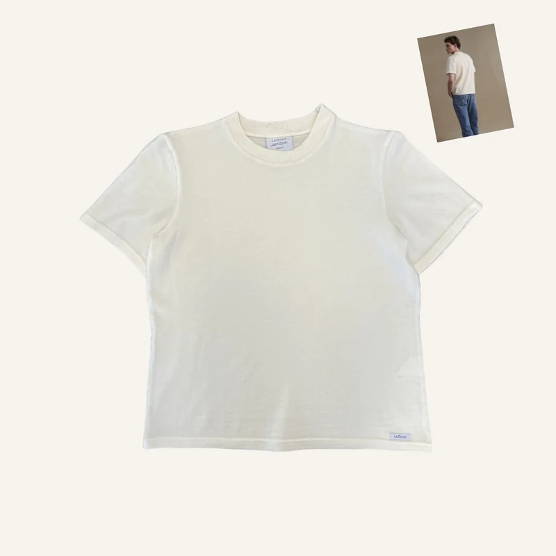T-shirt écru à manches courtes en laine mérinos - Seconde main