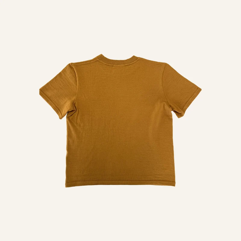 T-shirt camel à manches courtes en laine mérinos - Seconde main