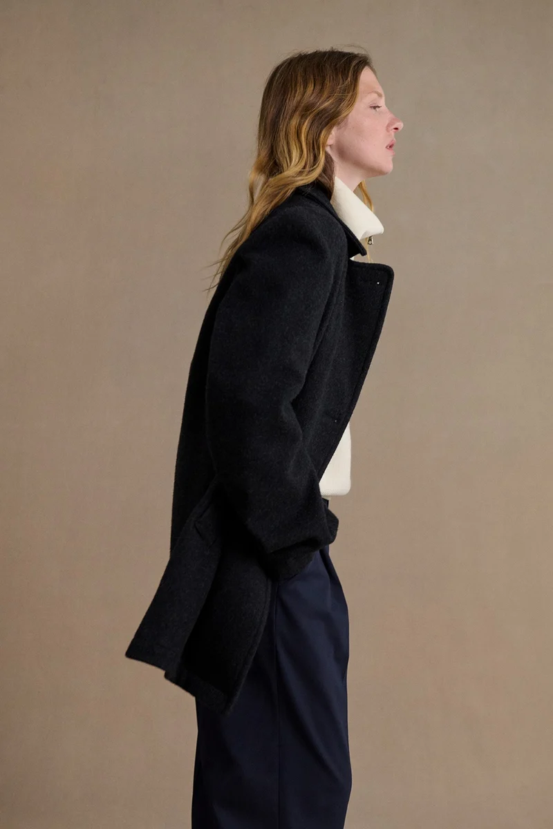 Pull col camionneur mérinos écru pour femme