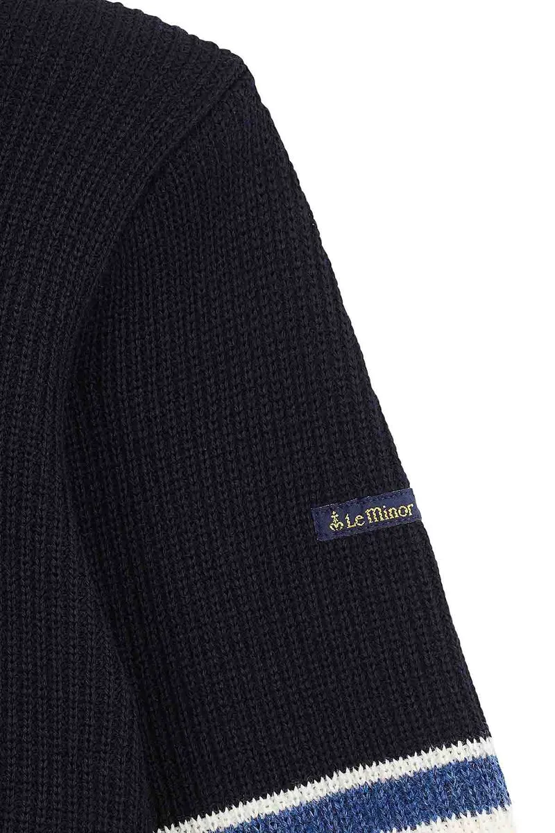 Pull camionneur écru et bleu marine pour homme