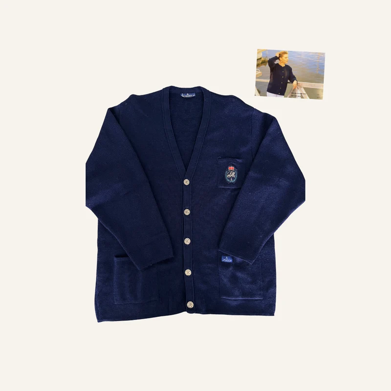 Cardigan bleu marine en laine pour femme - Seconde main