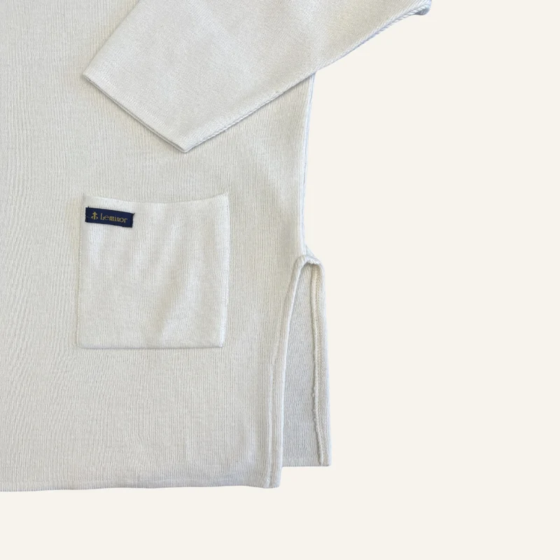 Pull écru col rond en laine pour femme - Seconde main
