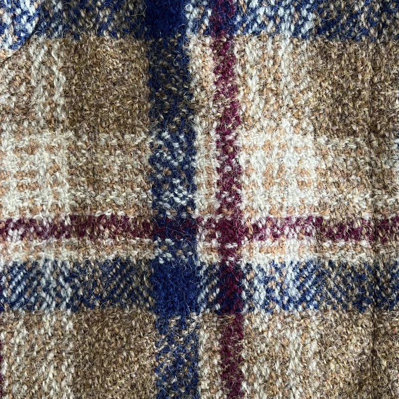 Manteau à carreaux col fourrure pour femme - Seconde main