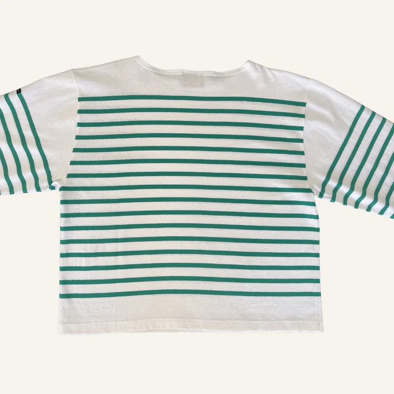 Marinière blanche et verte en coton pour femme - Seconde main