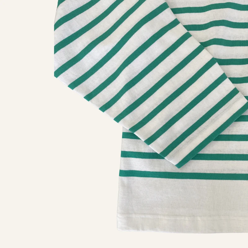 Marinière blanche et verte en coton pour femme - Seconde main