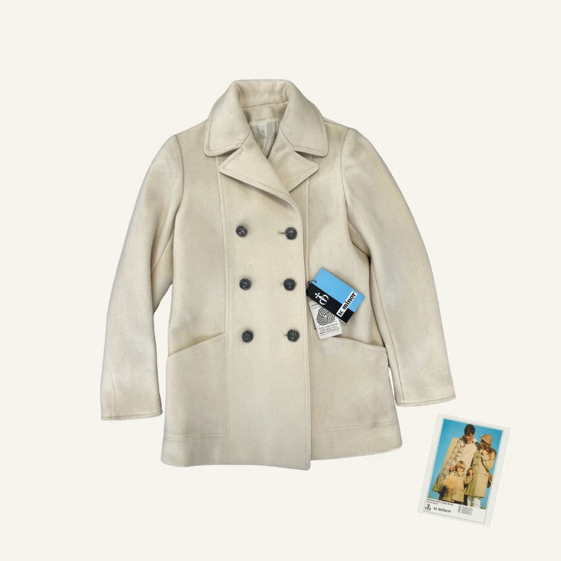 Manteau enfant écru en laine à double boutonnage - Seconde main