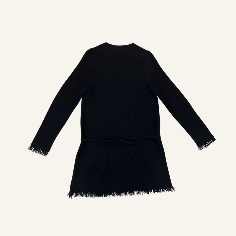 Gilet kimono cache-cœur noir en laine - Seconde main