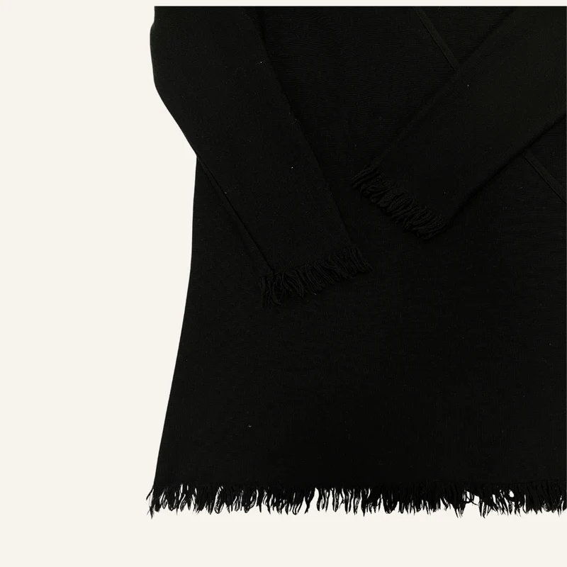 Gilet kimono cache-cœur noir en laine - Seconde main