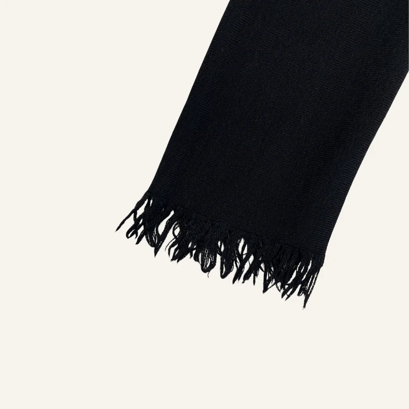 Gilet kimono cache-cœur noir en laine - Seconde main