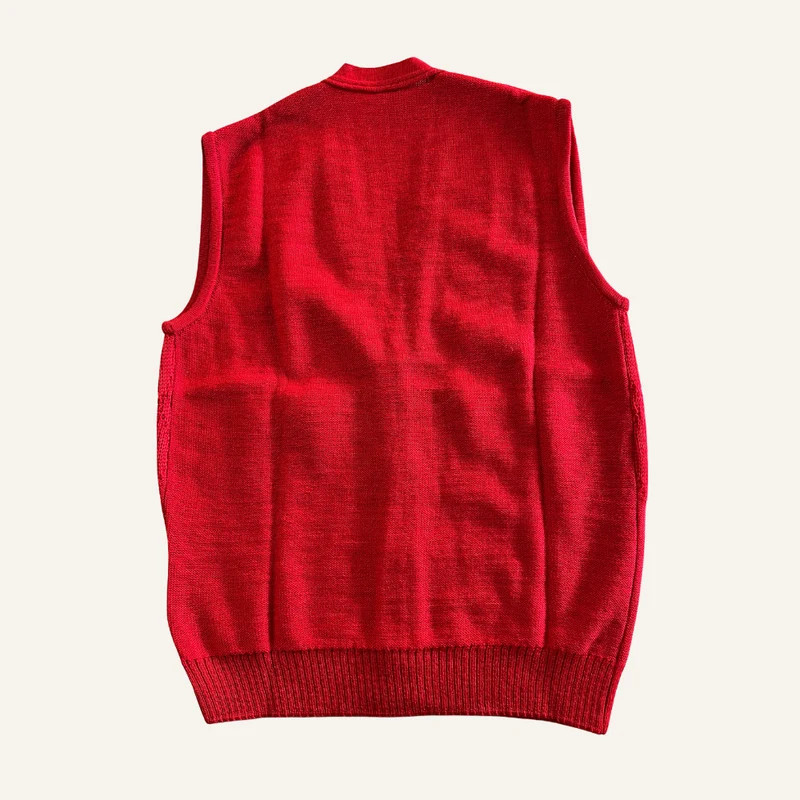 Gilet sans manches rouge en laine vierge pour femme - Seconde main