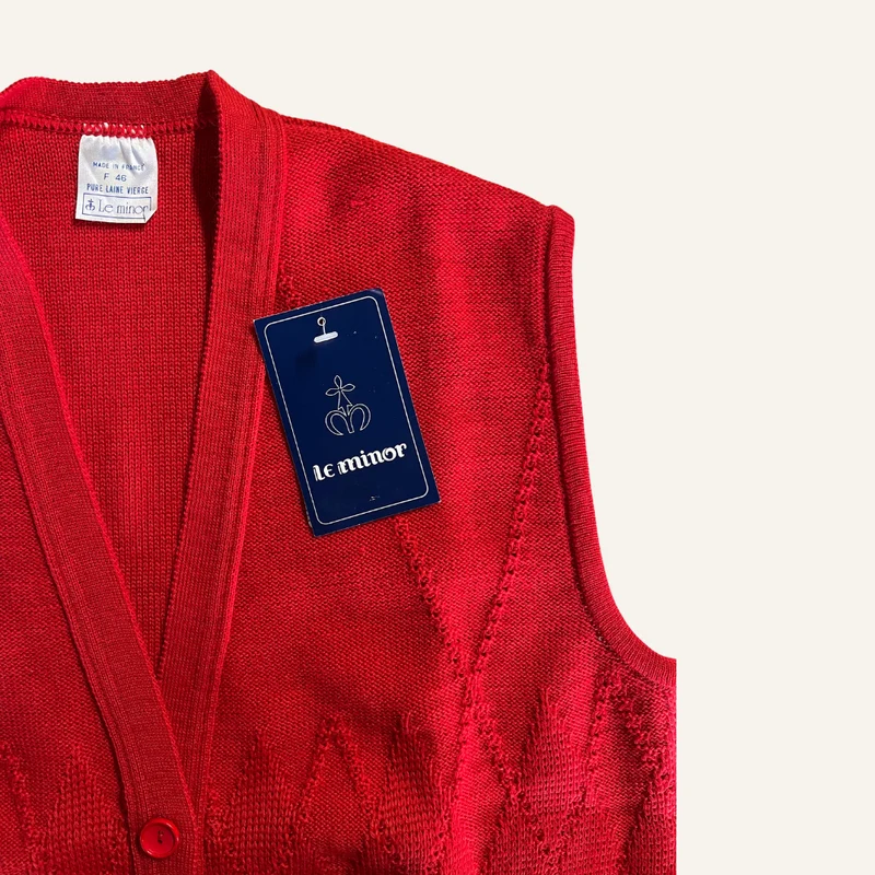 Gilet sans manches rouge en laine vierge pour femme - Seconde main