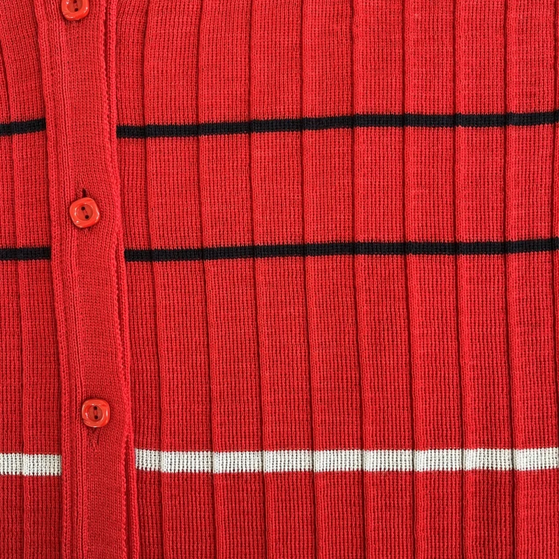 Gilet sans manches rouge à rayures en laine vierge pour femme - Seconde main