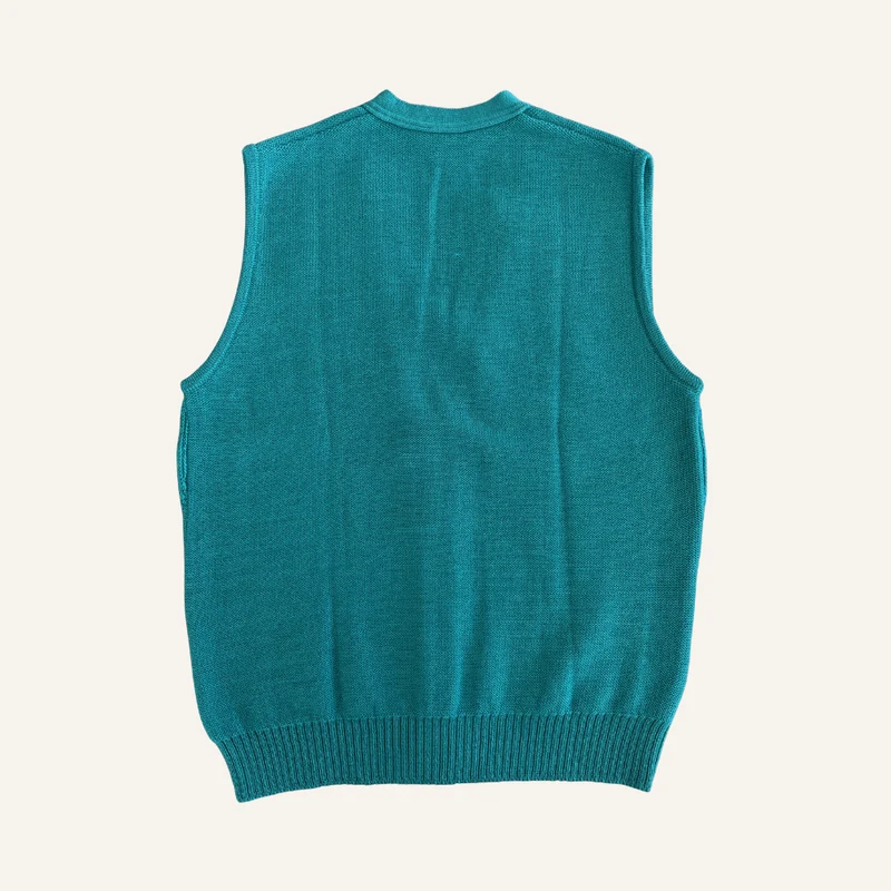 Gilet sans manches bleu en laine vierge pour femme - Seconde main