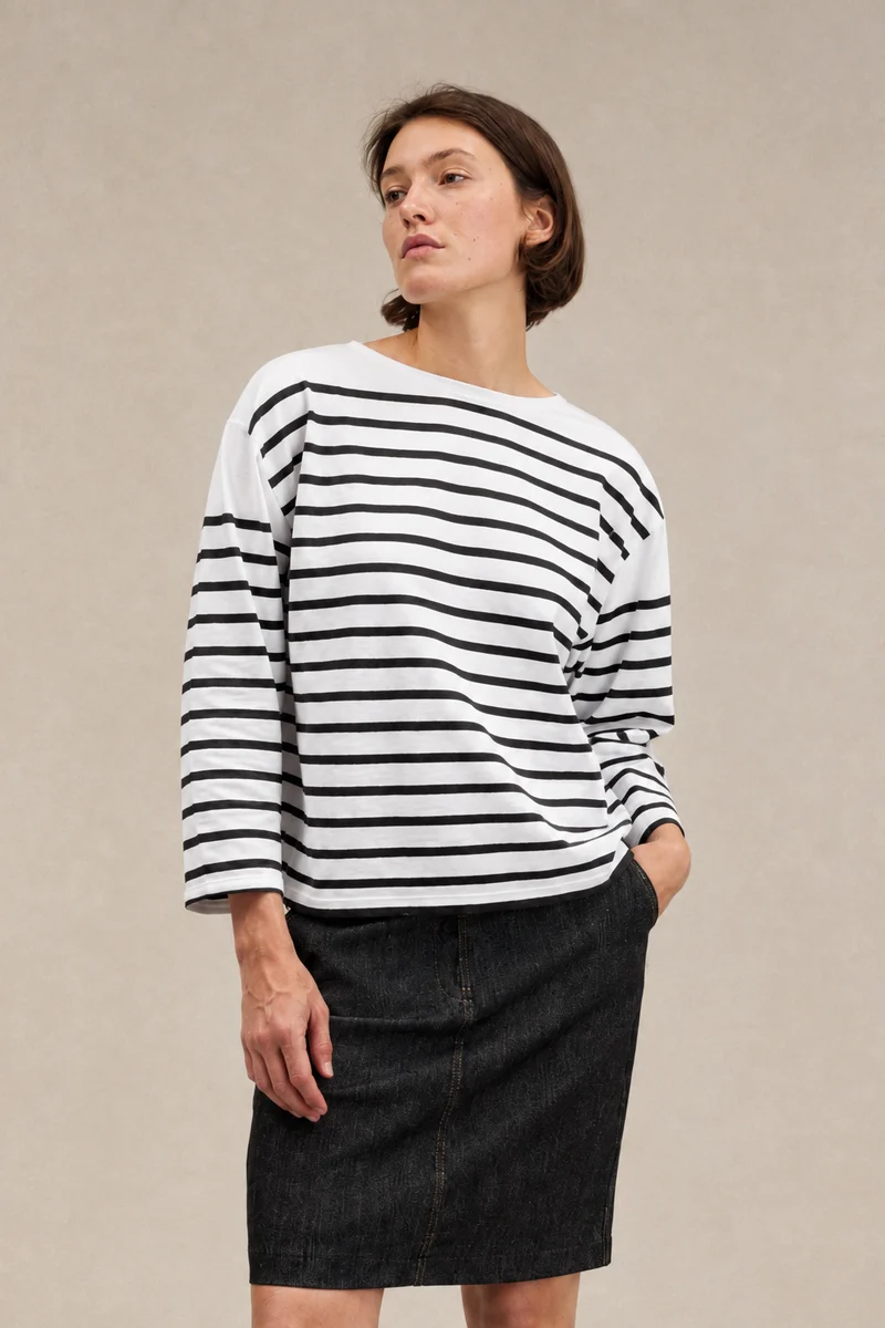 Marinière Rachel blanc et noir pour femme