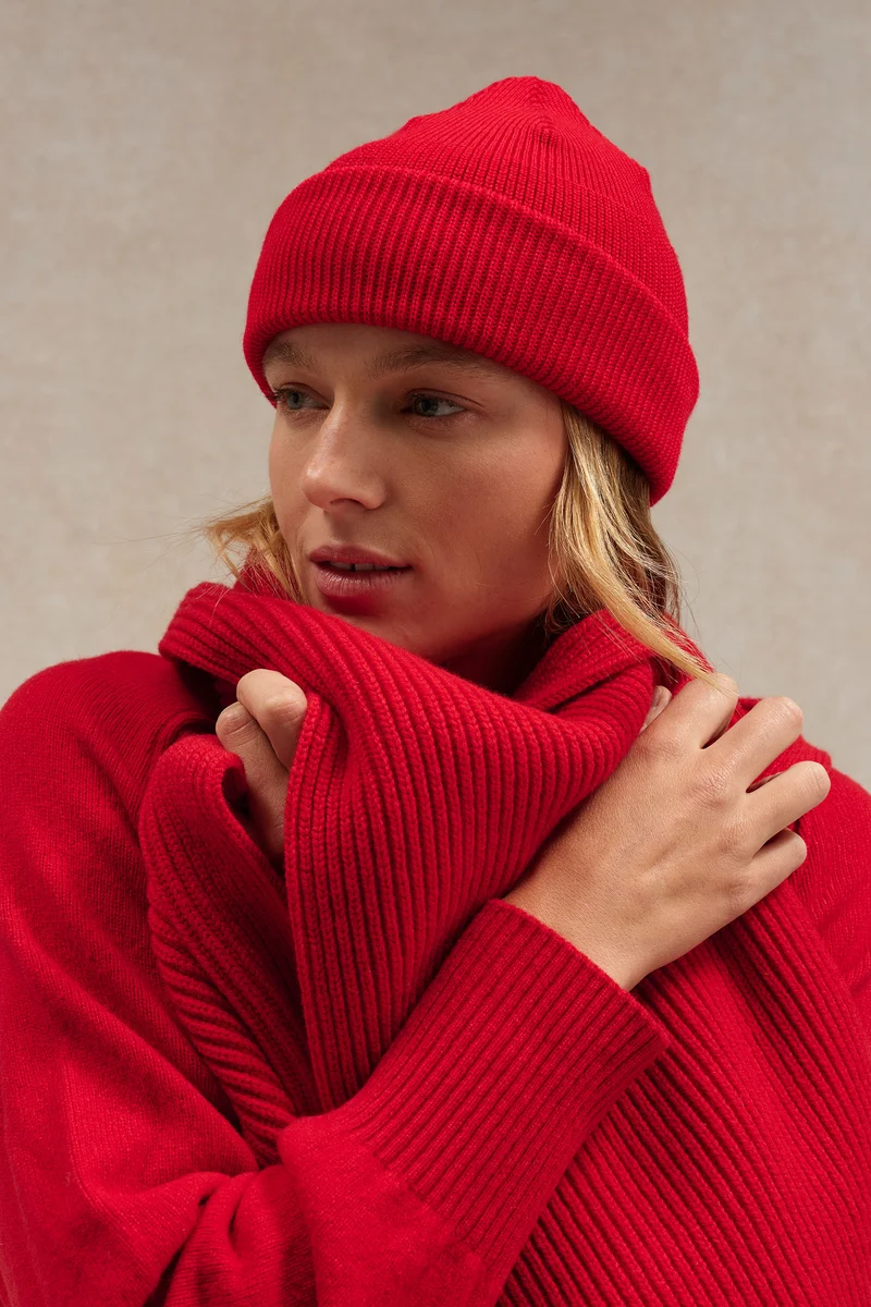 Écharpe à côtes extra doux mixte rouge