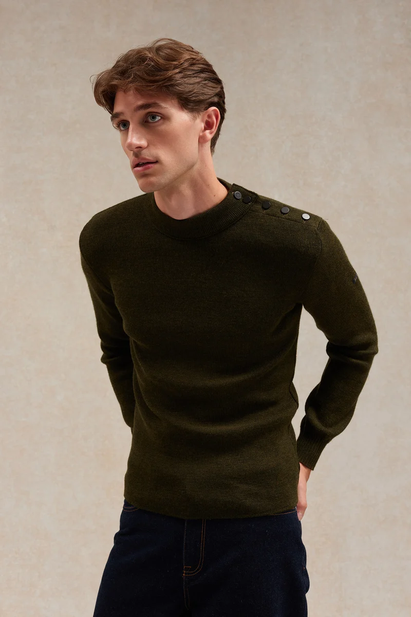 Pull marin olive pour homme