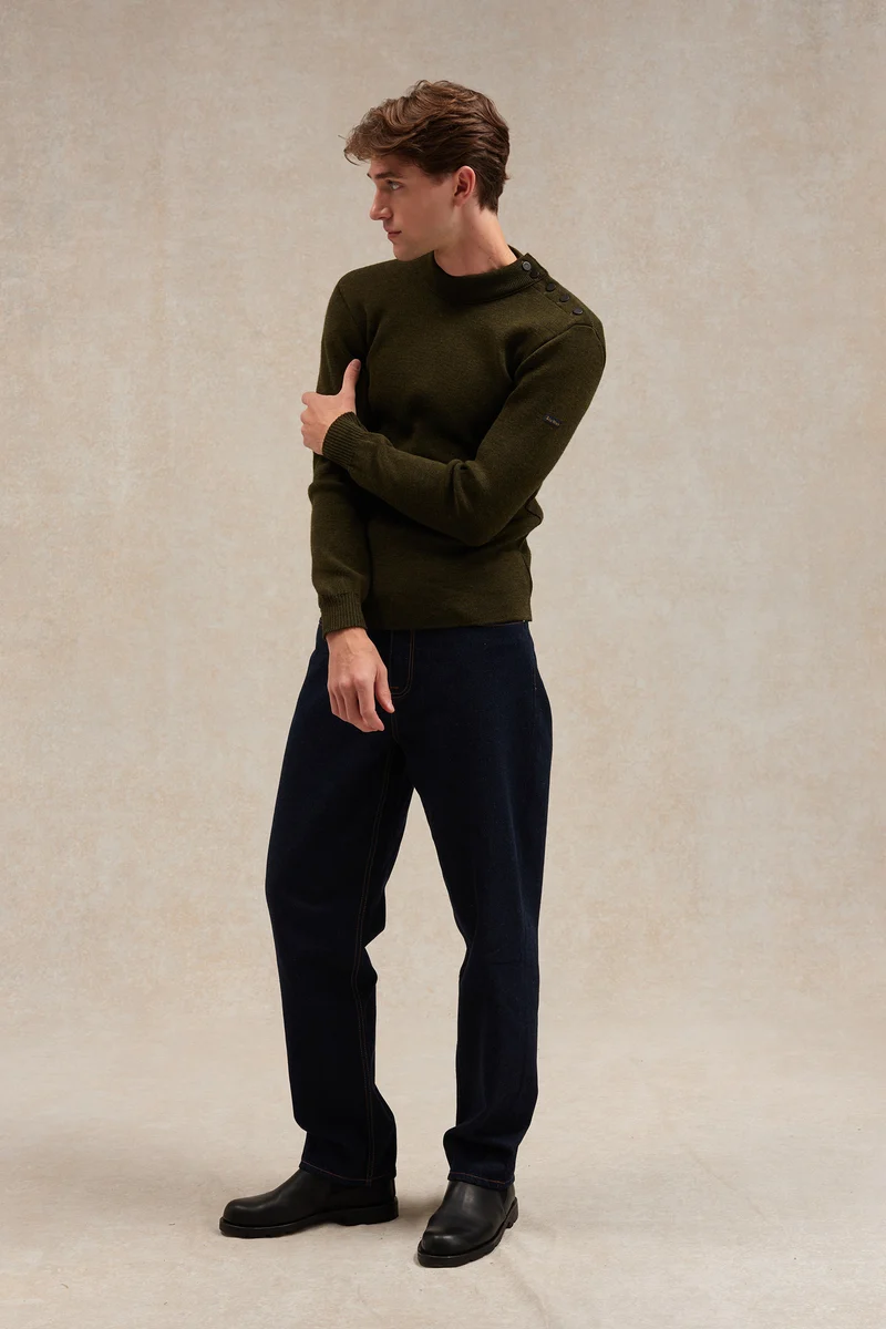 Pull marin olive pour homme