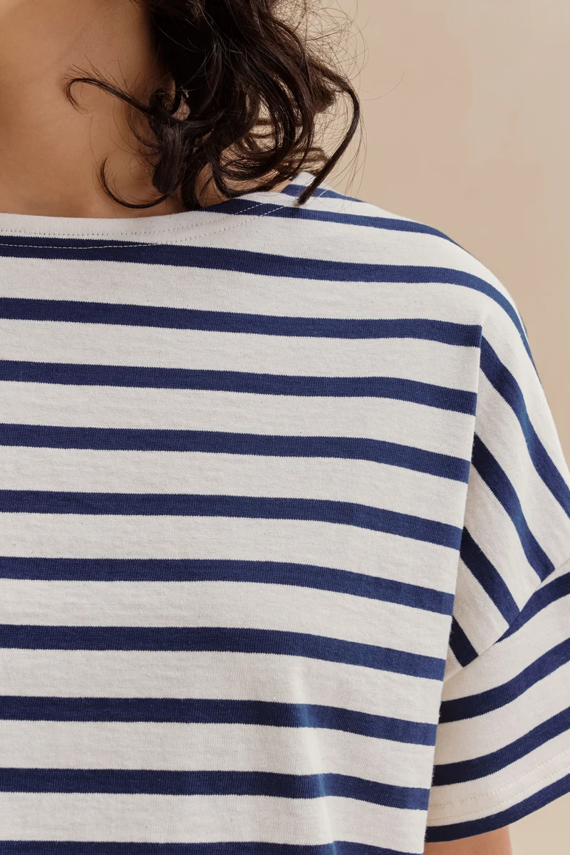 Marinière Jim oversize écru et marine pour femme
