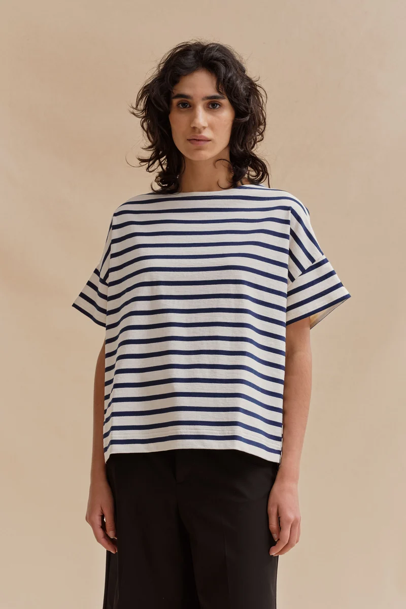 Marinière Jim oversize écru et marine pour femme