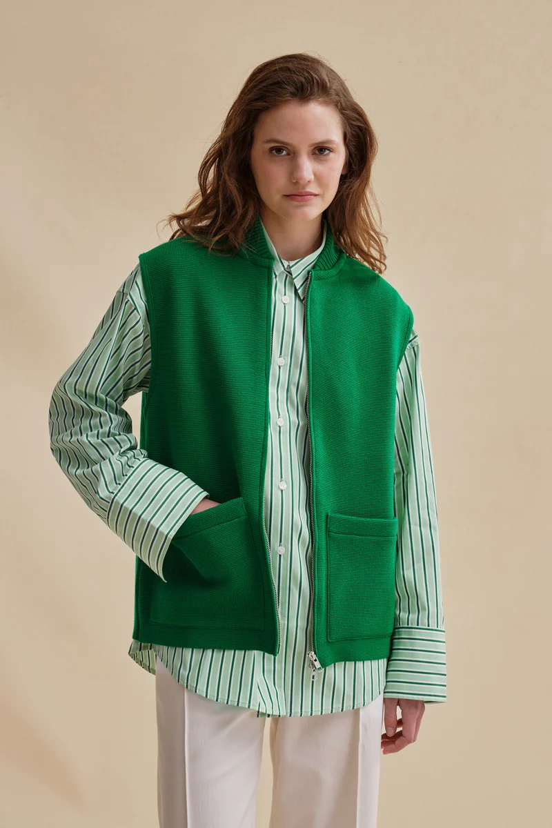 Gilet zippé vert Milano pour femme