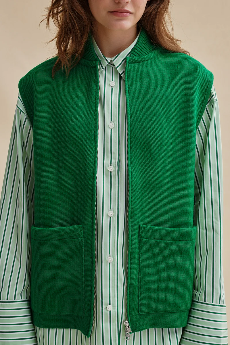Gilet zippé vert Milano pour femme