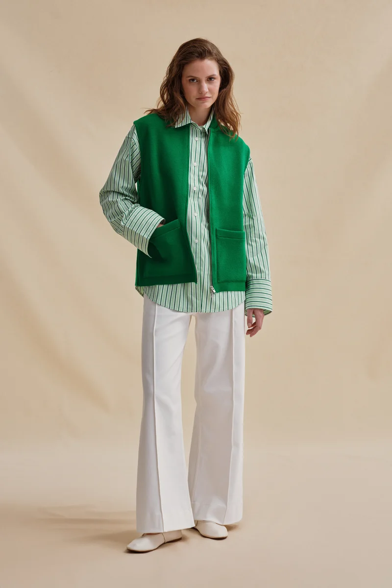 Gilet zippé vert Milano pour femme