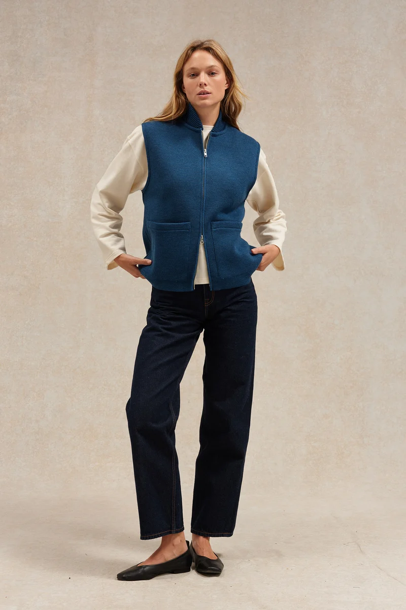 Gilet zippé denim Milano pour femme