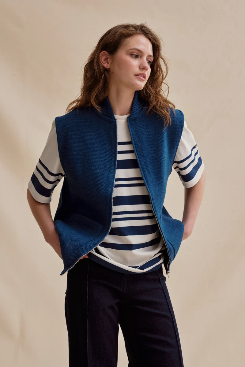 Gilet zippé denim Milano pour femme