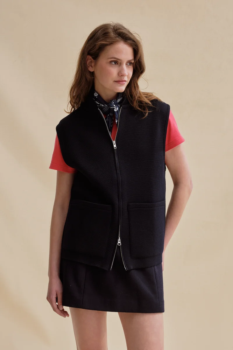 Gilet zippé marine Milano pour femme