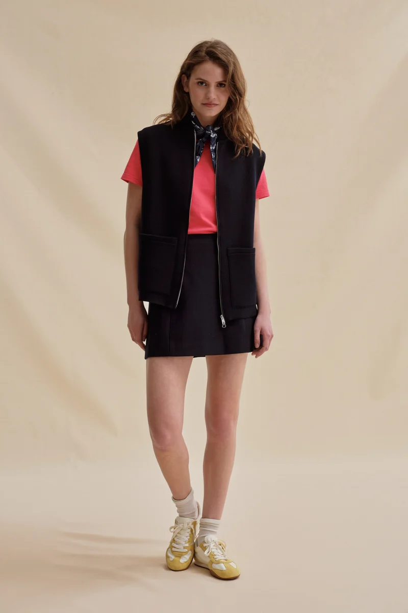 Gilet zippé marine Milano pour femme