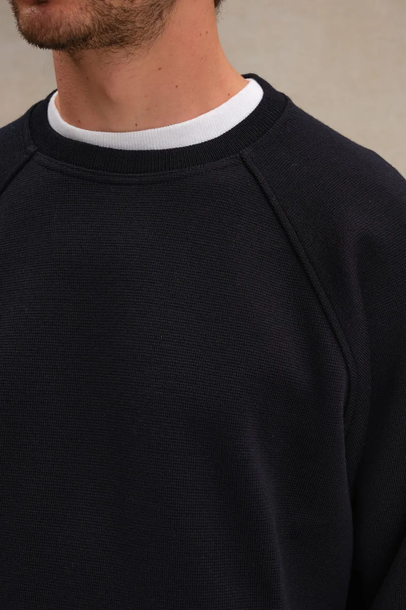 Sweatshirt bleu marine en maille milano