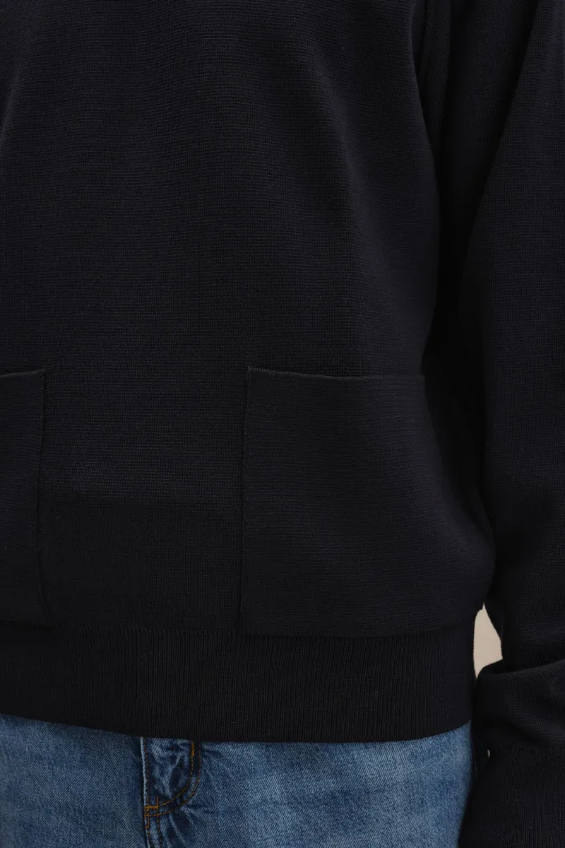 Sweatshirt bleu marine en maille milano