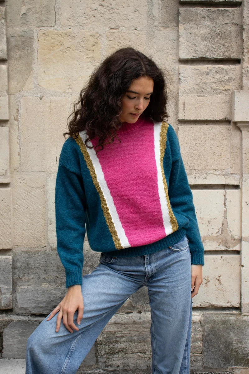 Pull Serena mohair Pacifique et rose