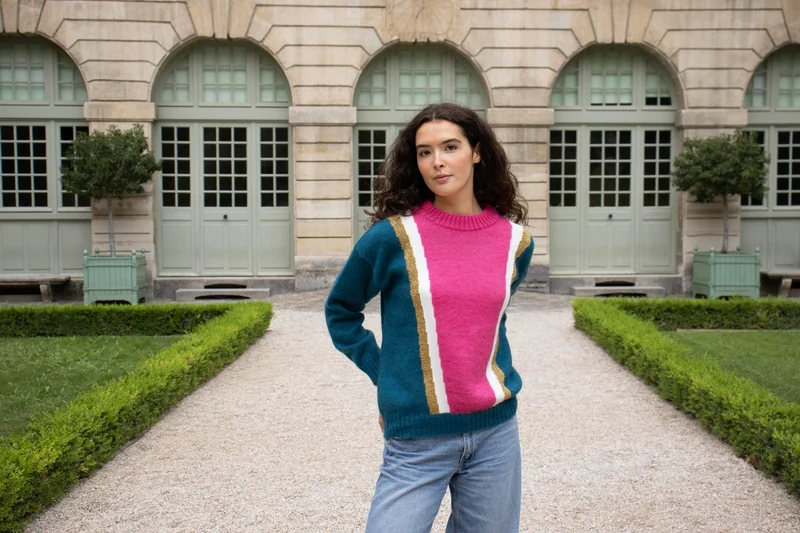 Pull Serena mohair Pacifique et rose